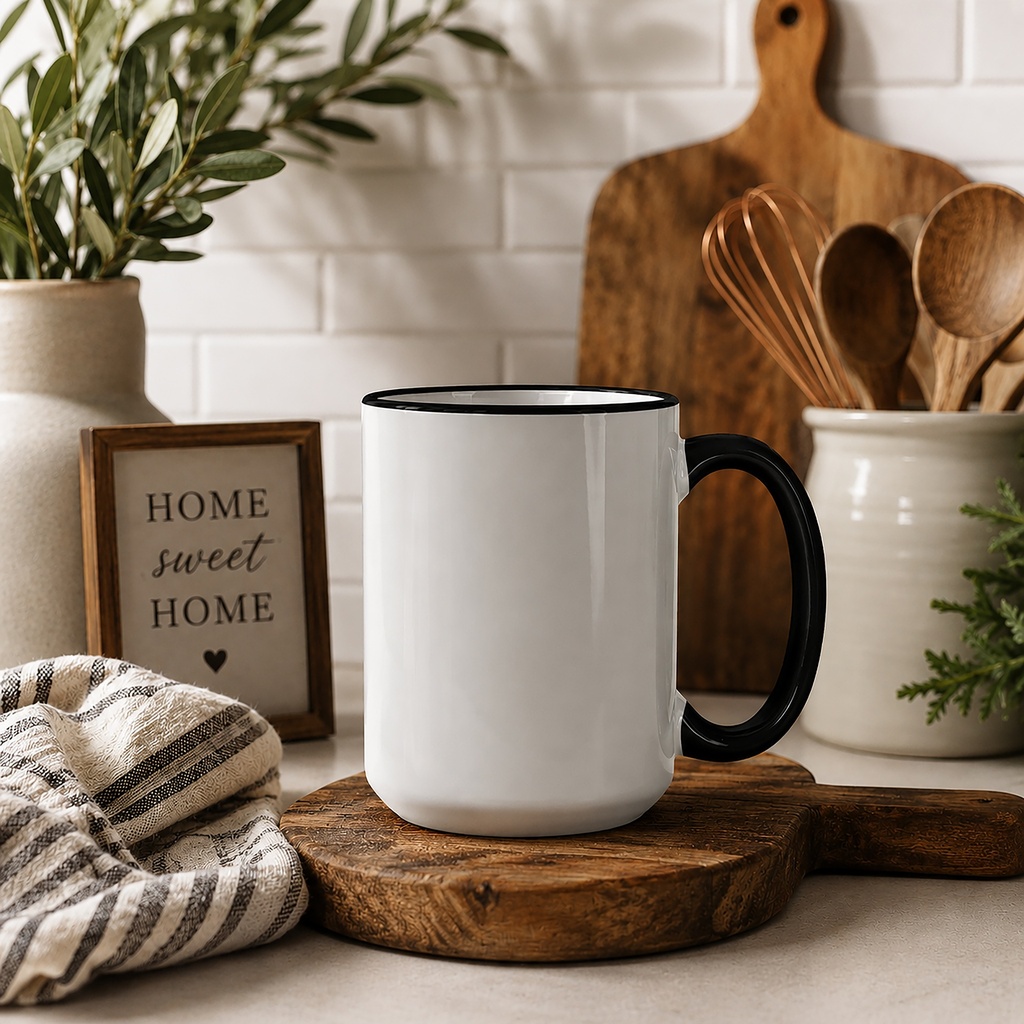 Mug Deluxe 15oz. (Black + White)