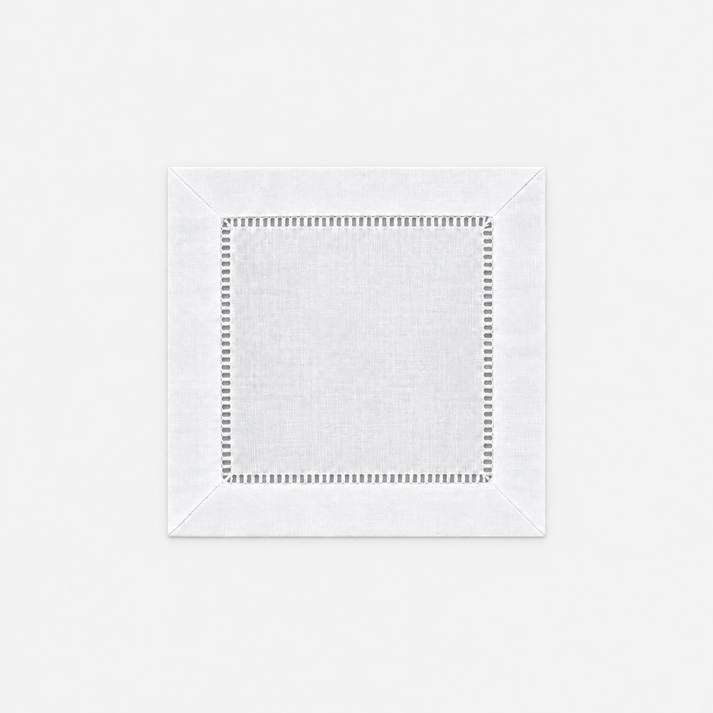 Cocktail Napkin Qty 4 Hem Stitch (Embroidery)