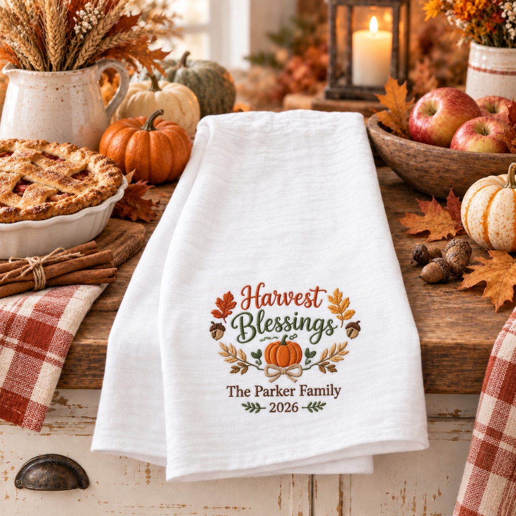 Tea Towel Flour Sack, (Embroidery)