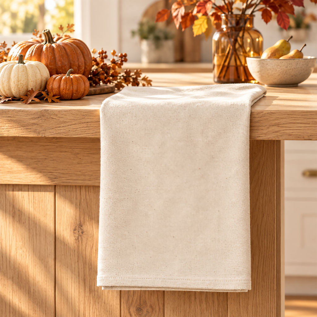 Organic Cotton Tea Towel Flour Sack, (Embroidery)