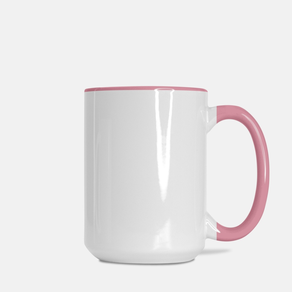 Mug Deluxe 15oz. (Pink + White)