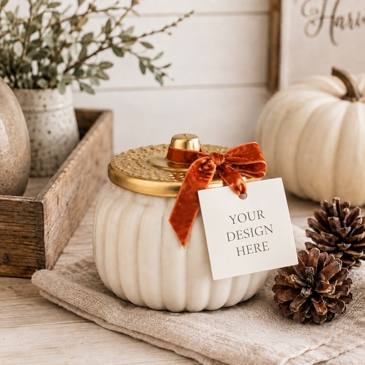 Ivory Harvest Ceramic Pumpkin Candle