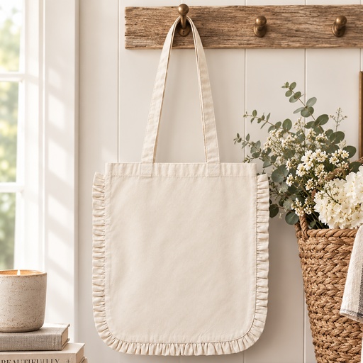 [A20-NAT] Ruffle Edge Tote Bag